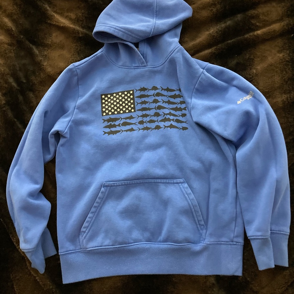 Blue, Columbia brand sweatshirt.